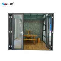 Guangzhou toilet door design aluminium bifold bathroom ventilation door with mirror